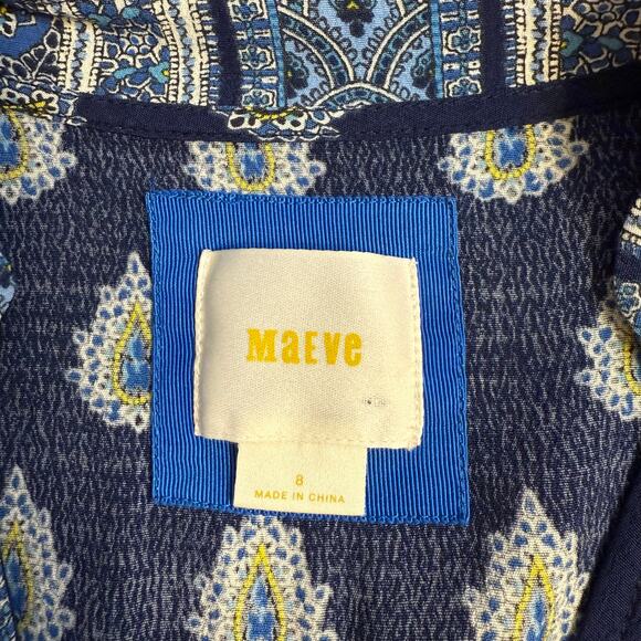 Maeve Anthropologie Eclipsed Wrap Dress Paisley Patchwork Blue Women’s Size 8 - Picture 5 of 11